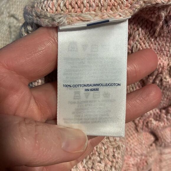NWT Lands' End Drifter Cable-Knit Shawl Cardigan Sweater Ivory Tan Pink Medium - Picture 8 of 8